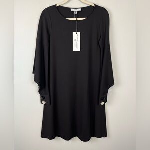 NWT Hilary Radley for Katherine Barclay Artsy Sleeve Knit Black Dress S Shift